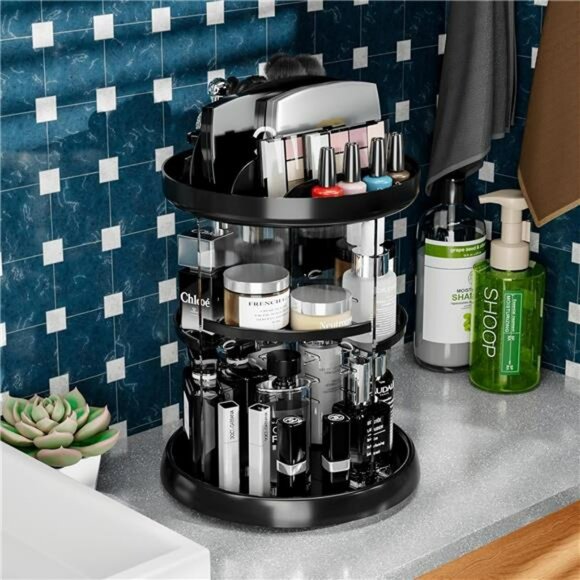 Rotating makeup organizer adjustable vanity storage rack for skincare - Picture 5 of 7